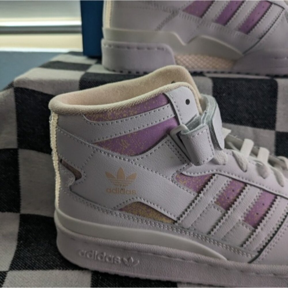 Adidas Women's Forum Mid Originals White Yellow Pink HP3013 Strap Pastel 032026 - Picture 7 of 14